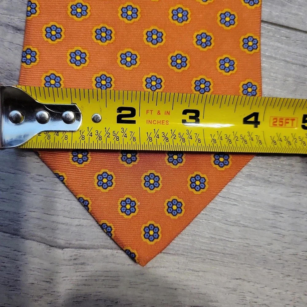 Brooks Brothers Necktie Makers Silk USA Geometric Floral Orange Blue Preppy 59